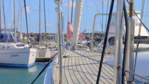 Bow of yacth in harbour Stock Footage 112365028