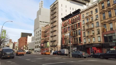 The bowery in New York City's lower east side Stock Footage