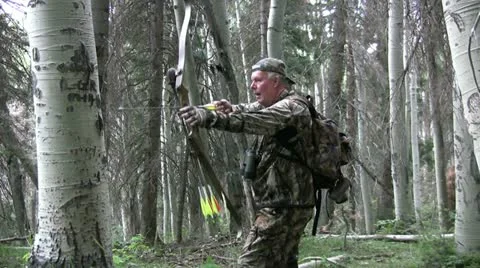 Bowhunter in field Vídeos de archivo 20566937