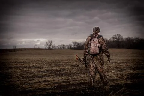 Bowhunter in the Field Stock Photos