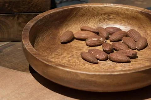 Bowl of almonds Stock Photos