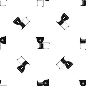 Bowl and bread pattern seamless black イラスト素材