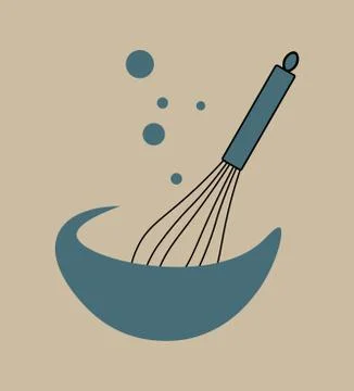 A bowl and a spoon flat vector Stock Illustration