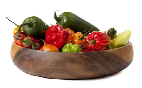 Bowl of assorted peppers Foto stock