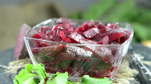 Bowl with beetroot salad (loopable) Stock Footage 39258146