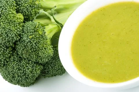 Bowl of broccoli cream soup Stock Photos