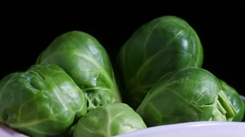 Bowl of Brussels sprouts Stock Footage 55737085