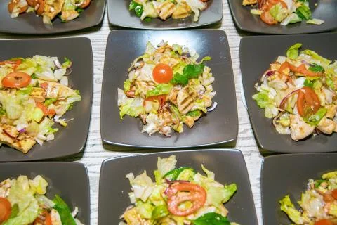 Bowl of Caesar Salad, closeup Stock Photos
