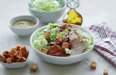 A bowl  of  Caesar salad Stock Photos