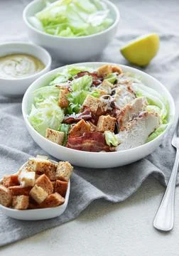 A bowl  of  Caesar salad Stock Photos