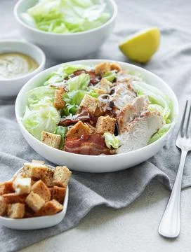 A bowl  of  Caesar salad Stock Photos