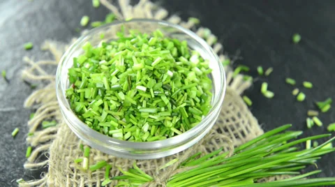 Bowl with chive (not loopable) Stock Footage 36117934