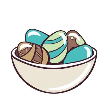 Bowl With Colored Eggs Stock Illustration