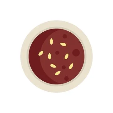Bowl containing red bean paste with sesame seeds on top Stock Illustration