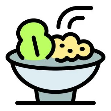 Bowl containing steaming mashed potatoes and lettuce 库存插图