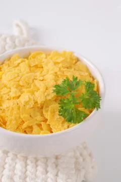 Bowl of corn flakes Stock Photos
