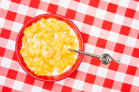Bowl of cornflakes Stock Photos