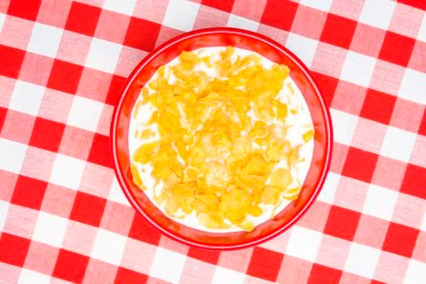 Bowl of cornflakes Stock Photos