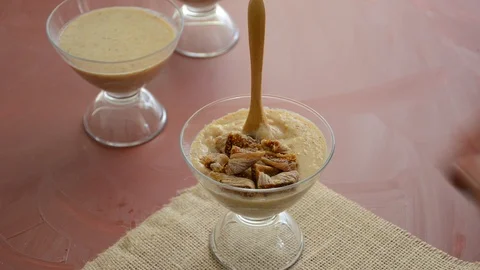 Bowl of custard with figs Stock Footage 103059352