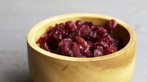 Bowl with dried cranberries Stock Footage 69166457