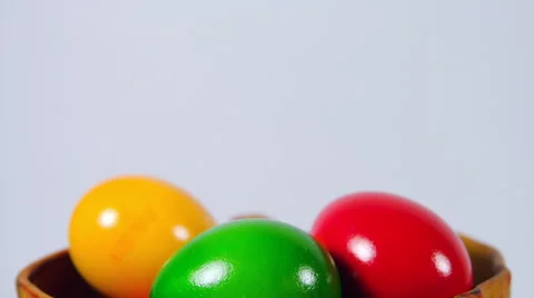 Bowl Of Easter Eggs Isolated On White Stock Footage 60070222