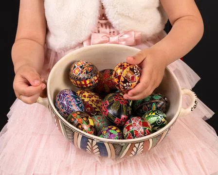 Bowl with Easter Eggs Stock Photos