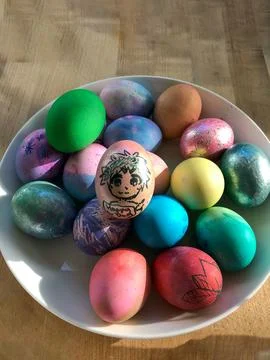 Bowl of Easter Eggs Ready to be Hidden Stock Photos