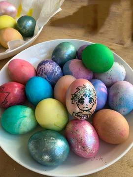 Bowl of Easter Eggs Ready to be Hidden Stock Photos