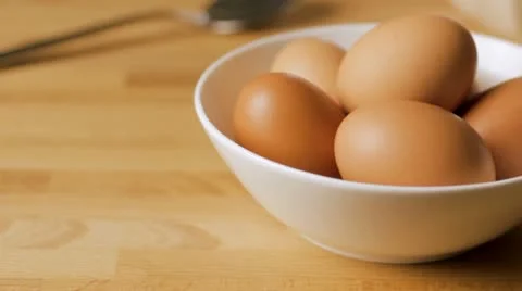 Bowl of Eggs Tracking Stock Footage 10921520