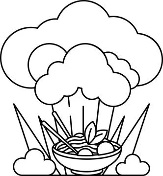 A bowl of food with a cloud in the background Stock Illustration