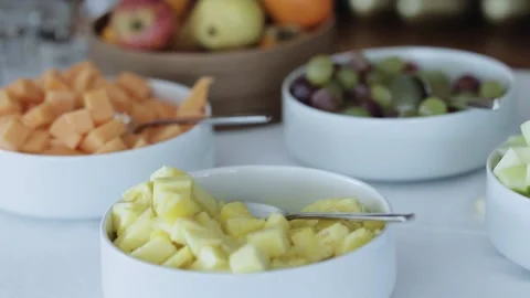 A bowl of food on a table Stock Footage 155454402