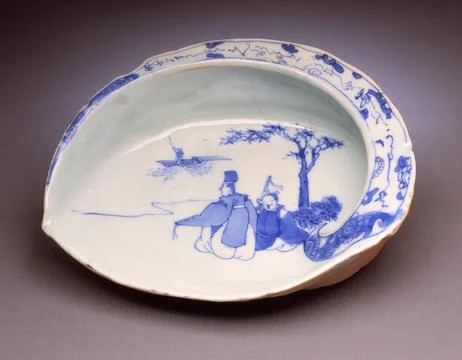 Bowl in the Form of an Abalone Shell Illustrated with a Scene from a Poem b.. Stock Photos