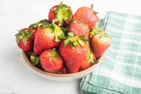 A Bowl Of Fresh Strawberries Stock Photos