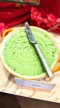 Bowl of fresh wasabi in nice pattern Stock Photos