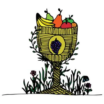 Bowl of fruit. Stock Illustration