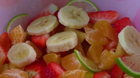 Bowl of healthy colorful fruit salad Stock-Footage 59371737