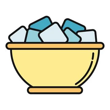 Bowl of ice cubes for cold refreshment icon Stock Illustration