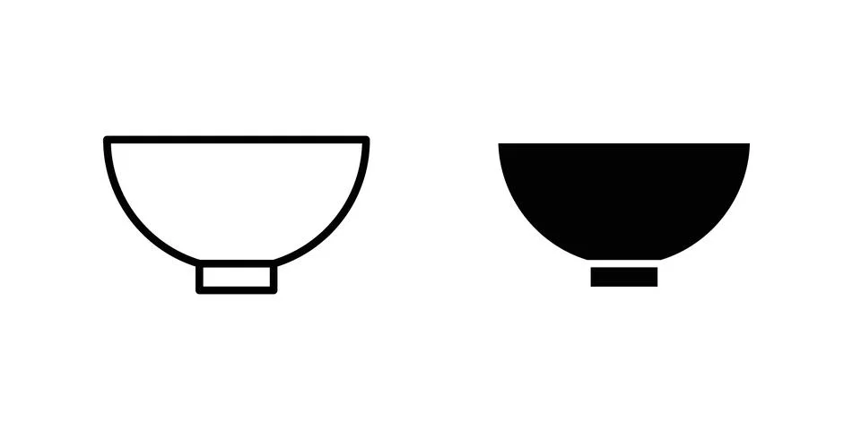 Bowl icon vector concepts, line and silhouette style Stock Illustration
