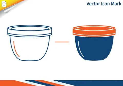 Bowl icon vector mark outline and filled color blue. Illustrazione stock