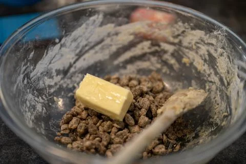 Bowl of ingredients for baking bread Stock Photos