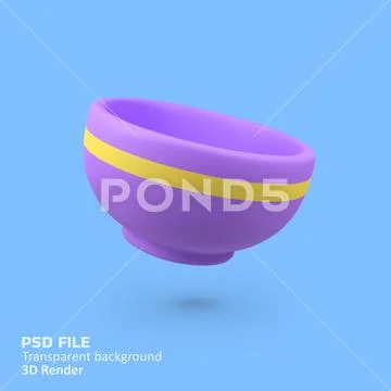 Bowl isolated 3d render icon illustration Plantilla PSD