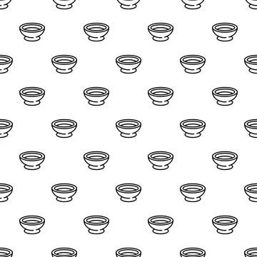 Bowl linear icon kitchenware seamless pattern background Stock Illustration