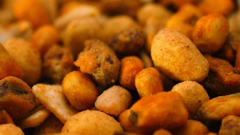 Bowl of mixed nuts Stock Footage