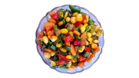 A Bowl of Nicely Cooked Fresh Corns with Fresh Vegetable Stock Photos
