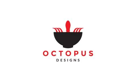 Bowl with octopus logo vector icon illustration design Stock Illustration