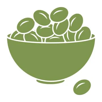 A bowl with olives. Simple icon . Vector illustration isolated on white bac.. Stock Illustration