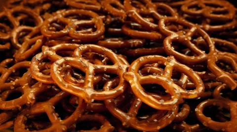 Bowl Of Pretzels Rotating Slowly Stock Footage
