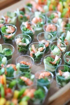 A bowl of salad and shrimps Stock Photos