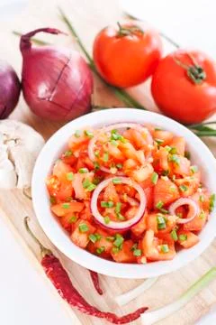 Bowl of salsa Stock Photos