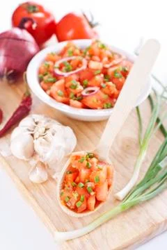 Bowl of salsa Stock Photos